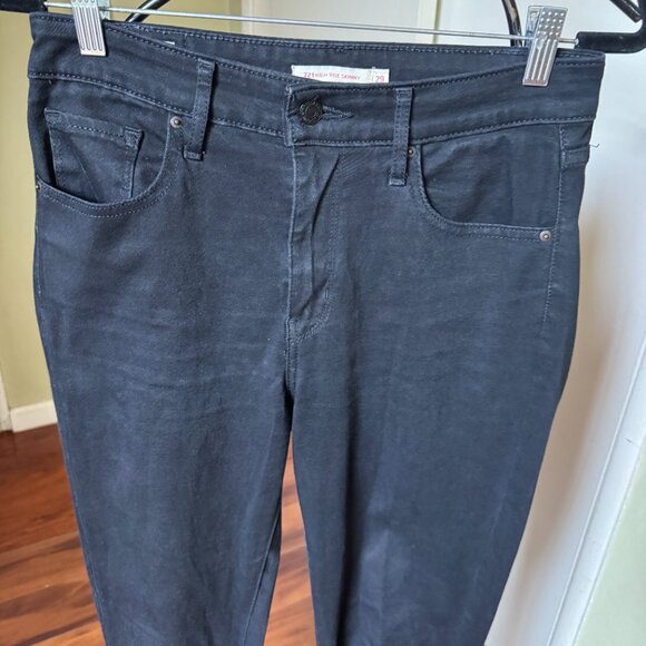 LEVIS 721 HI RISE SKINNY BLACK COLOR SZ 29/29 STRETCH EUC - Picture 5 of 7